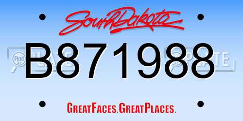 B871988 South Dakota License Plate