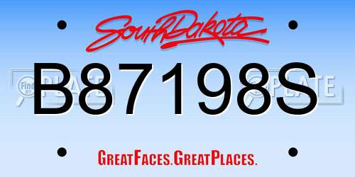 B87198S South Dakota License Plate