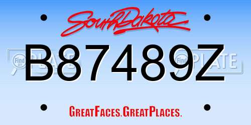 B87489Z South Dakota License Plate
