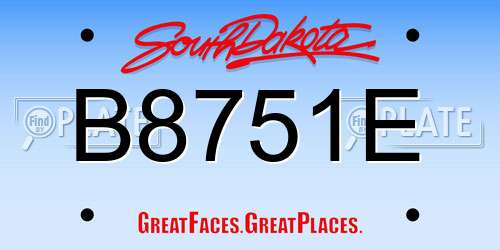 B8751E South Dakota License Plate