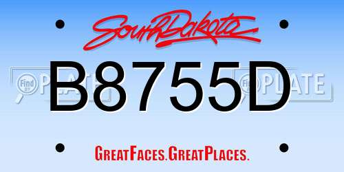 B8755D South Dakota License Plate