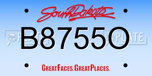 B8755O South Dakota License Plate