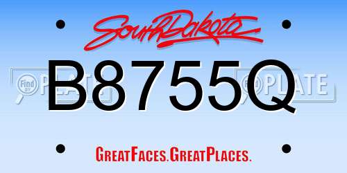 B8755Q South Dakota License Plate