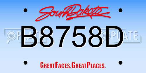 B8758D South Dakota License Plate