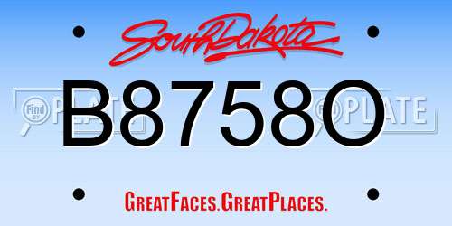 B8758O South Dakota License Plate