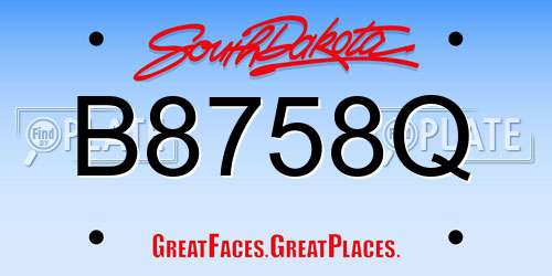 B8758Q South Dakota License Plate