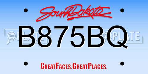 B875BQ South Dakota License Plate