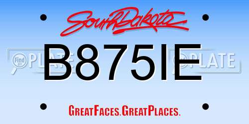 B875IE South Dakota License Plate