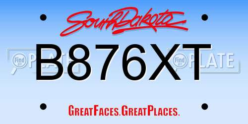 B876XT South Dakota License Plate