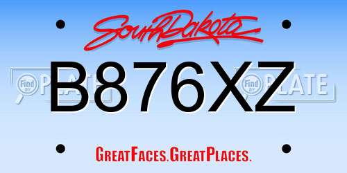 B876XZ South Dakota License Plate