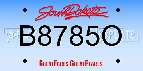 B8785O South Dakota License Plate