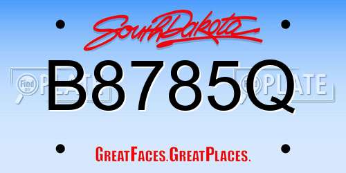 B8785Q South Dakota License Plate