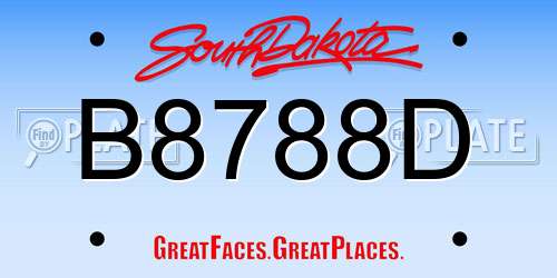 B8788D South Dakota License Plate