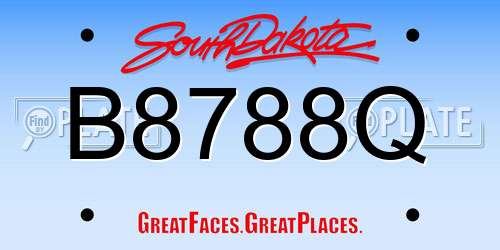 B8788Q South Dakota License Plate