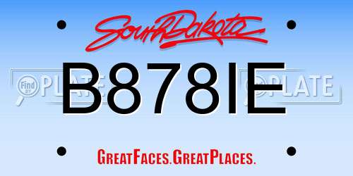 B878IE South Dakota License Plate