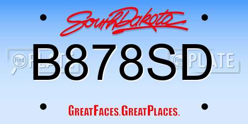 B878SD South Dakota License Plate