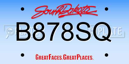 B878SQ South Dakota License Plate