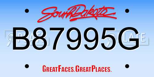 B87995G South Dakota License Plate