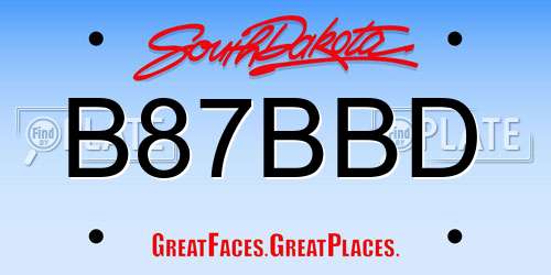B87BBD South Dakota License Plate