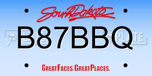 B87BBQ South Dakota License Plate