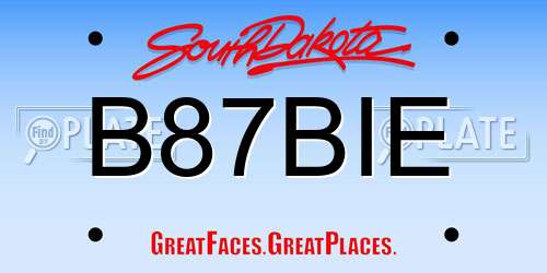B87BIE South Dakota License Plate