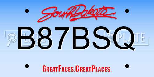 B87BSQ South Dakota License Plate