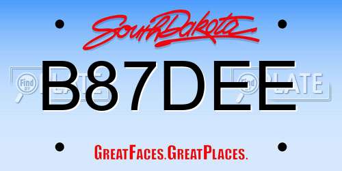 B87DEE South Dakota License Plate