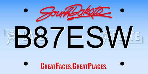 B87ESW South Dakota License Plate
