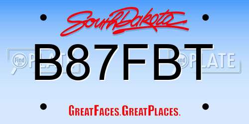B87FBT South Dakota License Plate