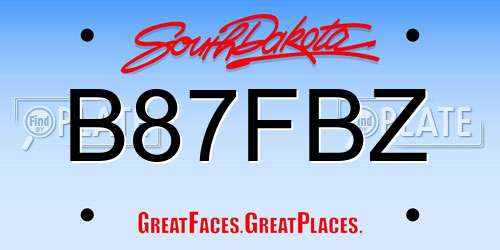 B87FBZ South Dakota License Plate