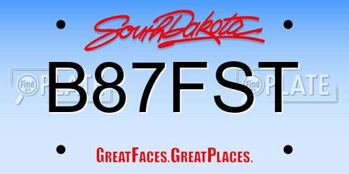 B87FST South Dakota License Plate