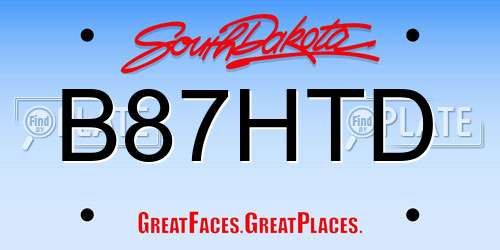 B87HTD South Dakota License Plate