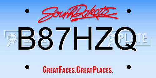 B87HZQ South Dakota License Plate
