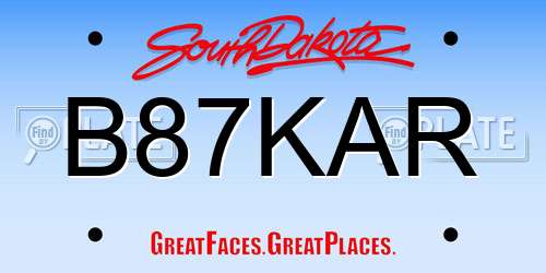 B87KAR South Dakota License Plate
