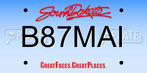 B87MAI South Dakota License Plate