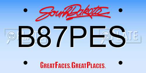 B87PES South Dakota License Plate