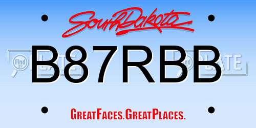 B87RBB South Dakota License Plate