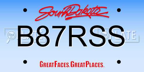 B87RSS South Dakota License Plate