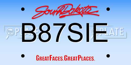 B87SIE South Dakota License Plate