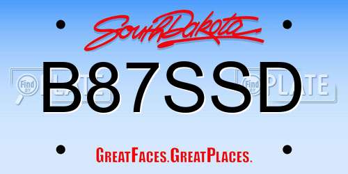 B87SSD South Dakota License Plate