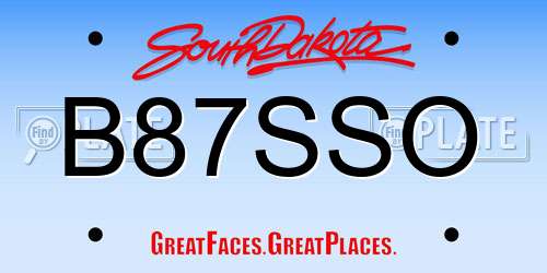 B87SSO South Dakota License Plate