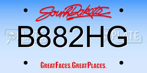 B882HG South Dakota License Plate