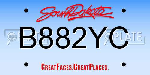 B882YC South Dakota License Plate