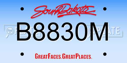 B8830M South Dakota License Plate