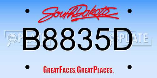 B8835D South Dakota License Plate