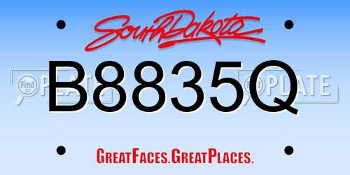 B8835Q South Dakota License Plate