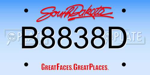 B8838D South Dakota License Plate