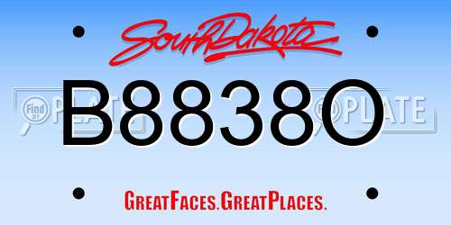 B8838O South Dakota License Plate