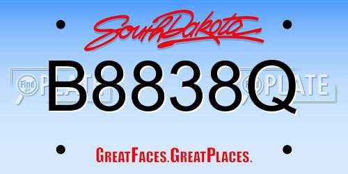 B8838Q South Dakota License Plate