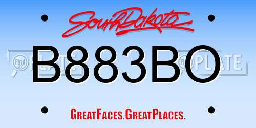 B883BO South Dakota License Plate